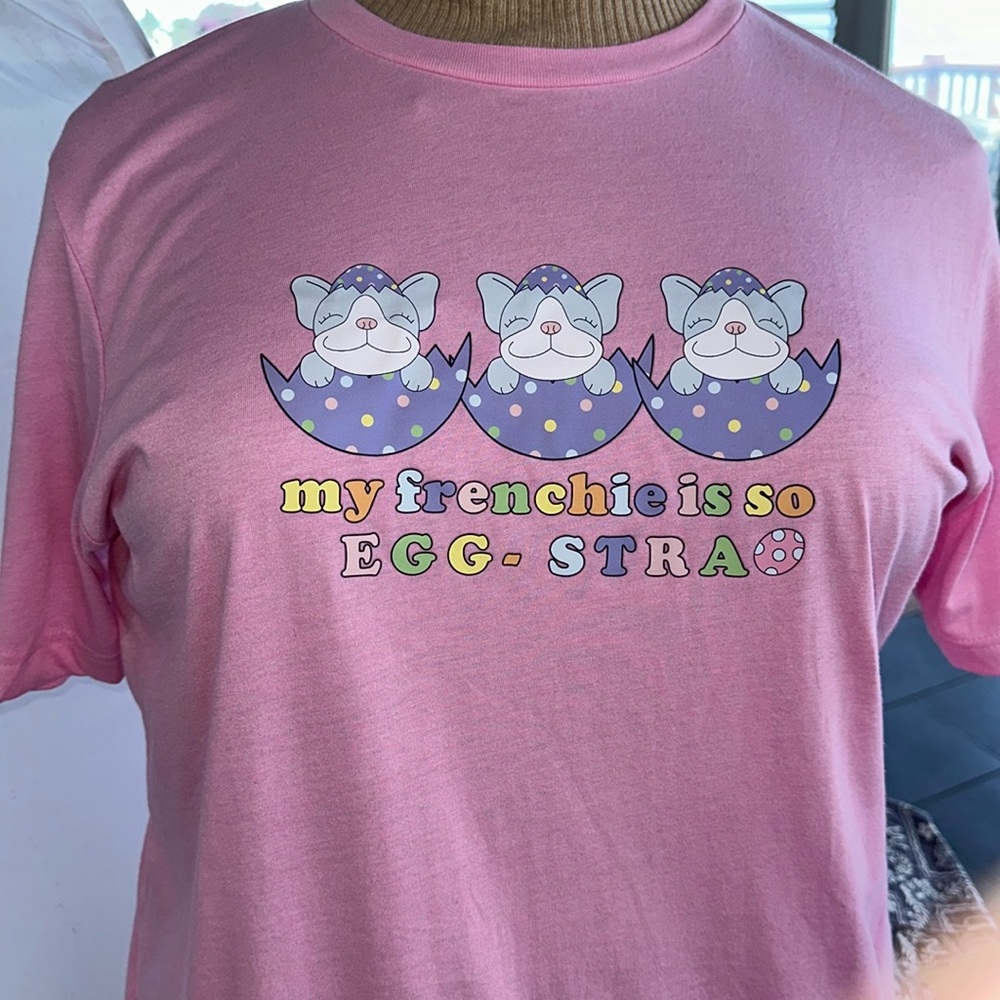 NWT French Bulldog T-shirt XL Frenchie Friends Easter egg dogs NEW